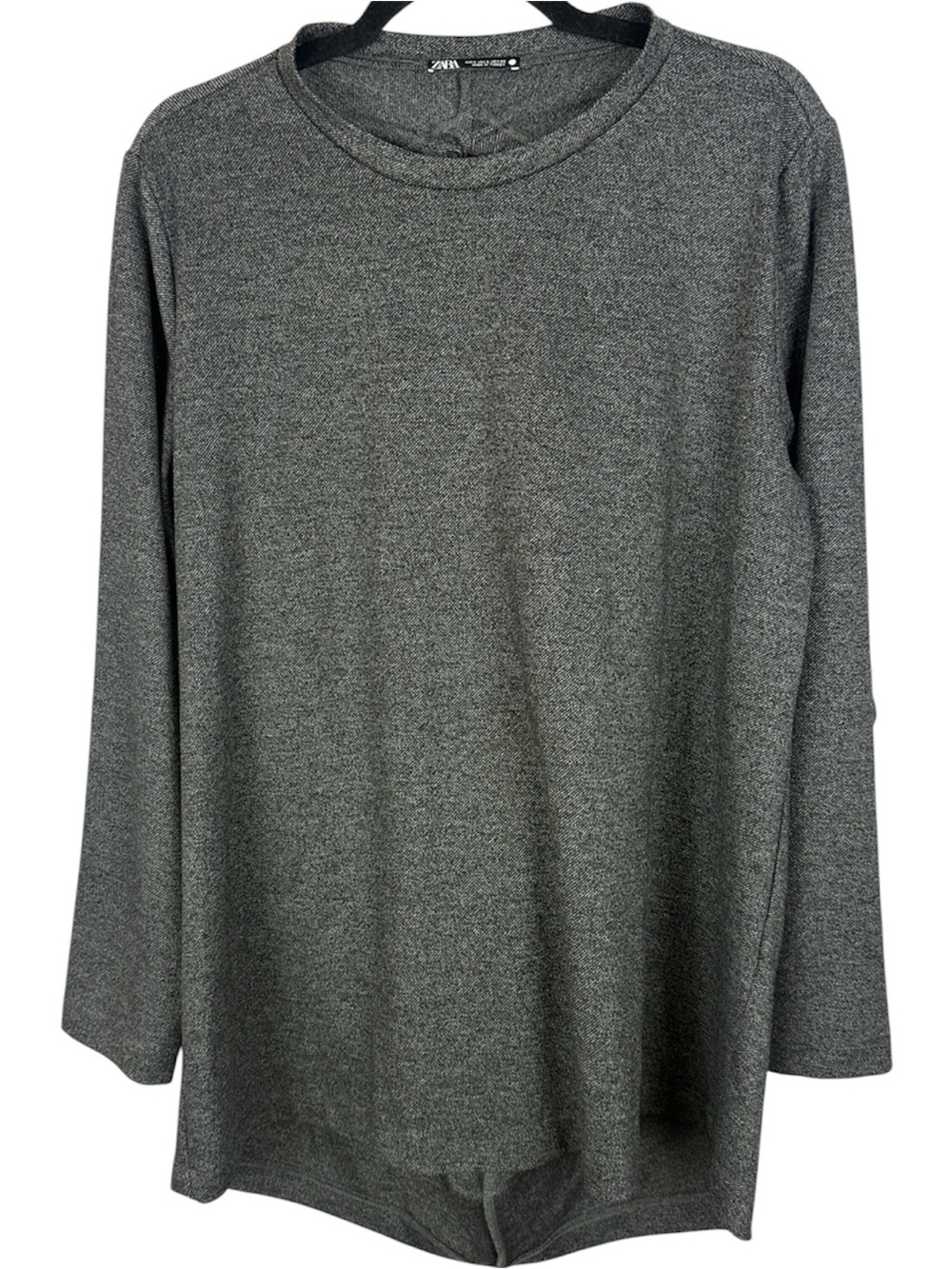 ZARA Heather Grey Oversized Open Back Tie Knit Long Sleeve Top Shirt - Size S